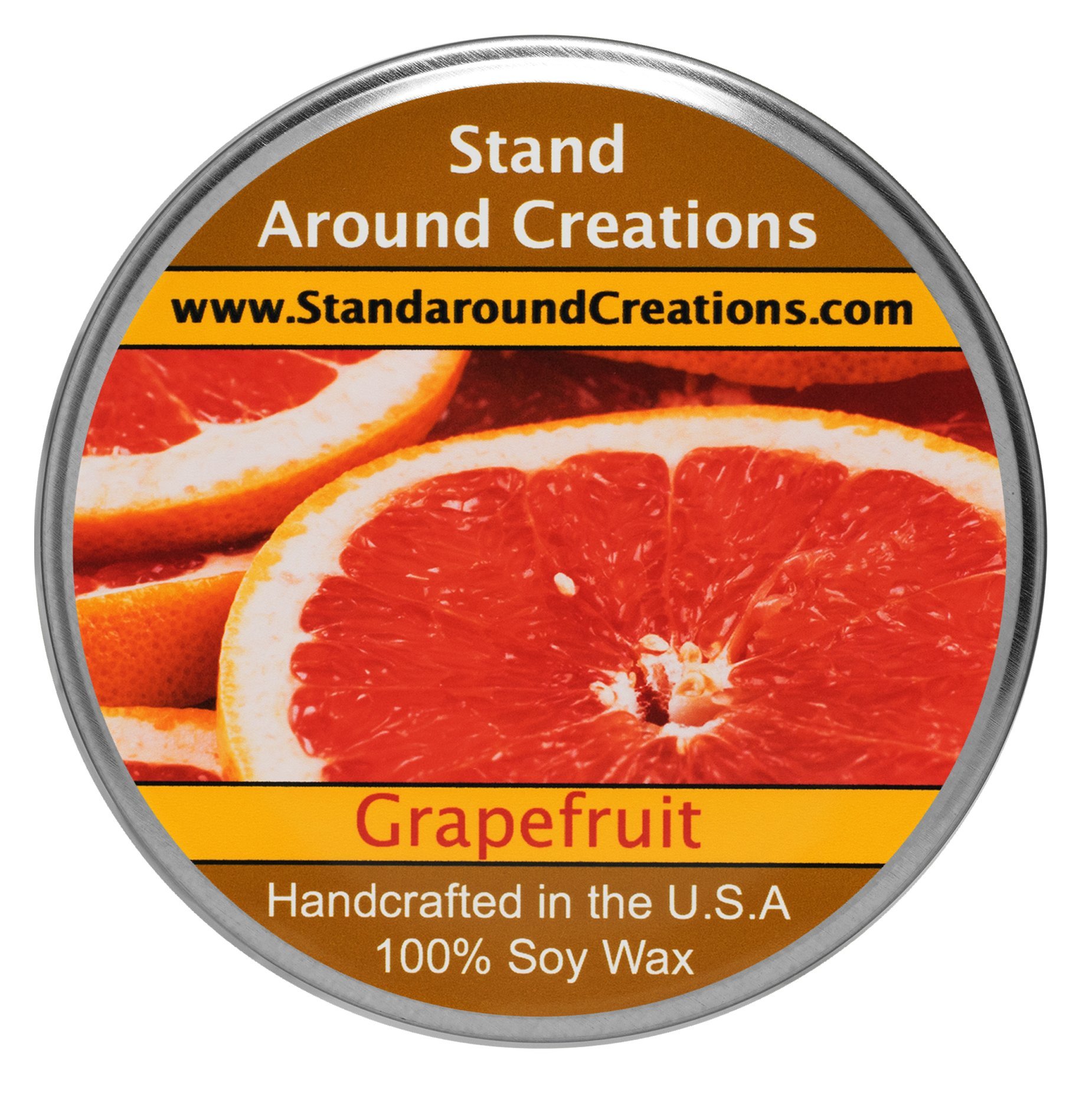 Premium 100% Soy Tureen Candle - 3 oz.- Grapefruit: A True-to-Life Blend of ripe, Tangy Grapefruit ; an Exotic Fruit That is citrusy.