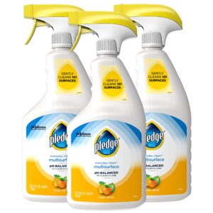 pledge multi surface cleaner spray for most hard surfaces, everyday clean, ph-balanced, fresh citrus scent, 25 oz (pack of 3)