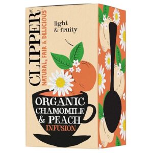 Clipper Tea Chamomile & Peach Teabags – USDA Organic, Great Hot or Iced – Natural, Fair & Delicious Fruity Chamomile & Peach Infusion – 20 Tea Bags