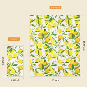 100pcs Lemon Guest Napkins 3 Ply Disposable Paper Yellow Citrus Fruit Lemons Dinner Hand Napkin for Bathroom Powder Room Lime Floral Tropical Summer Spring Party Decorative Towels (Lemon)