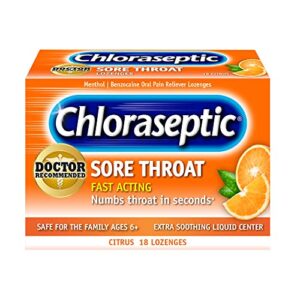 chloraseptic sore throat lozenges, citrus, 18 count, 1 pack