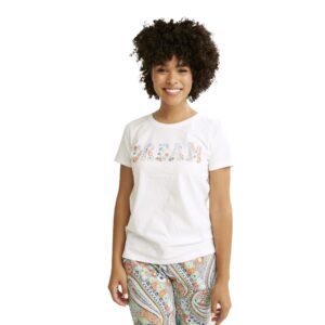 vera bradley women's cotton short sleeve crewneck pajama t-shirt (extended size range), citrus paisley, large