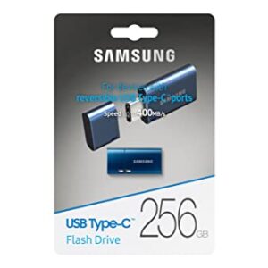 Samsung Type-C™ USB Flash Drive, 256GB, Transfers 4GB Files in 11 Secs w/Up to 400MB/s 3.13 Read Speeds, Compatible w/USB 3.0/2.0, Waterproof, 2022, Blue, MUF-256DA/AM