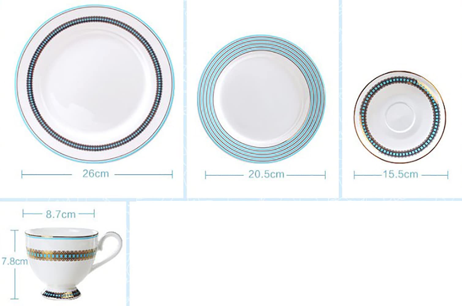 16-Piece Dinnerware Sets，Round Dinner Plates , Scratch Resistant, Lead-Free, Microwave, Oven, and Dishwasher Safe