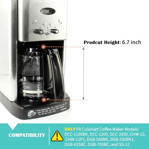 12-Cup Replacement Glass Coffee Carafe for Cuisinart Coffee Maker Models DCC-1200, DCC-1100BK, DCC-2650, CHW-12, CHW-12P1, DGB-550BK, DGB-550BK1, DGB-625BC, DGB-700BC, and SS-12 | Part# DCC-1200PRC