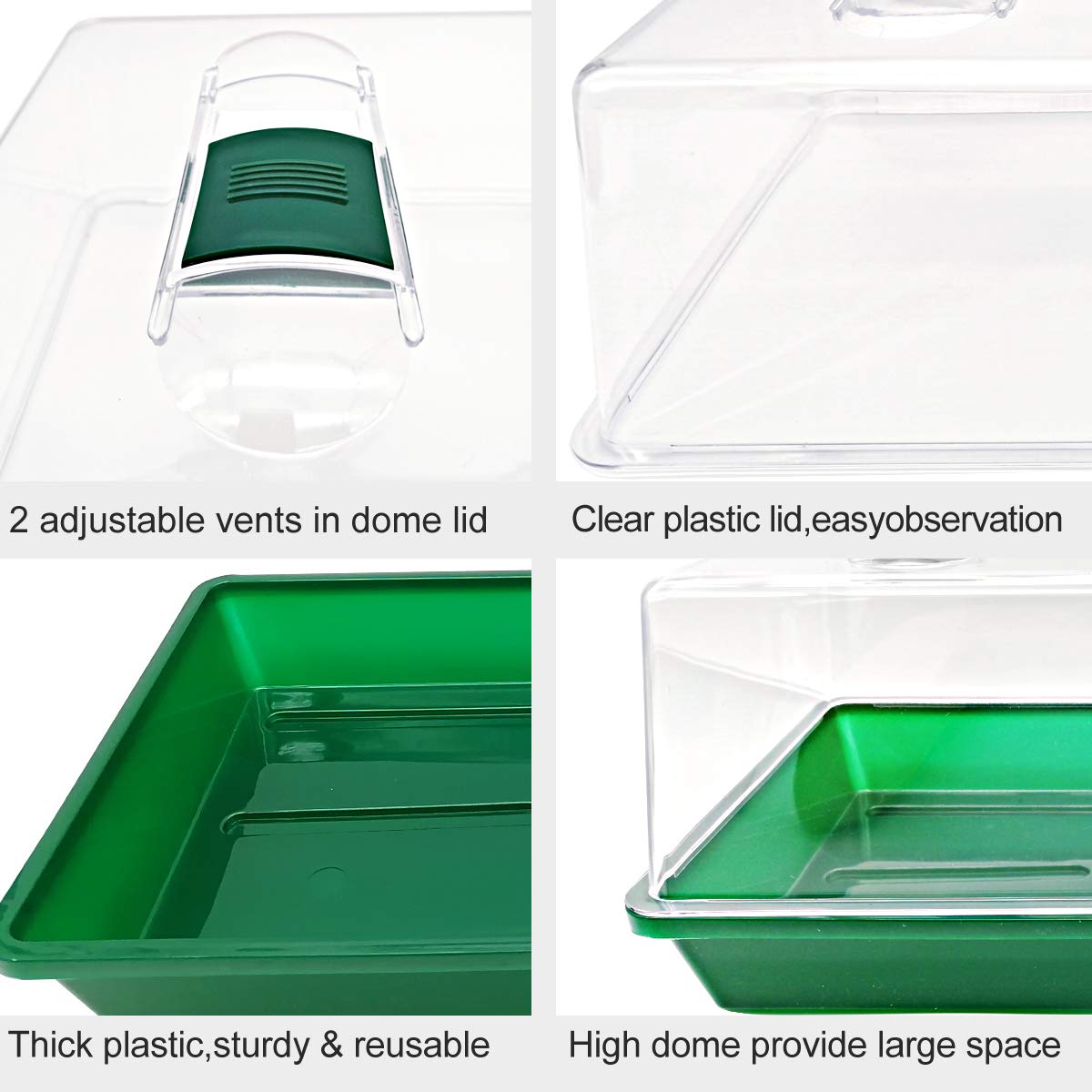 Propagator with Humidity Vents Domes,Heavy Duty Growing Tray Mini Greenhouse for Seedlings,Clones