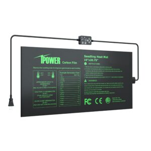 ipower seedling heat mat for plants with dual temperature, black, 10" x 20.75"&digital controller