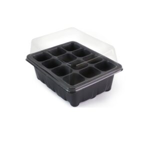 12 grow trays with humidity dome and cell insert - mini propagator for seed starting and growing healthy plants - durable, reusable and recyclable – 10 pack – 120 cells (12 grow trays)