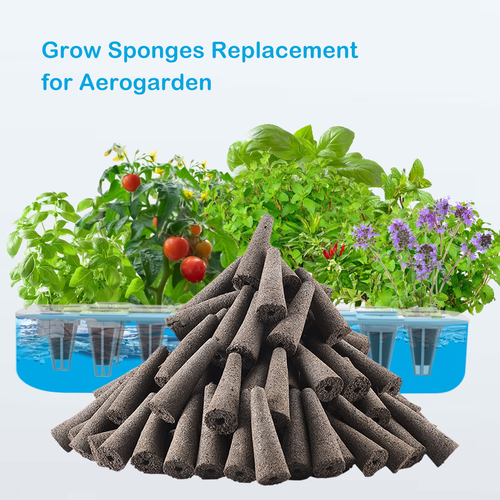 Reetsing 100 Pack Hydroponics Sponge,Replacementpre-Grow Sponges,Hydroponics Growing System Kit Compatible with Aerogarden sponges,Supplement pods for hydroponic Indoor Garden Growing System