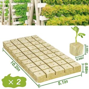 Halatool 1 Inch Rockwool Cubes Garden Rock Wool Stonewool Grow Cubes Starter Plugs for Hydroponics Soilless Cultivation Seedlings Cuttings Clone Plants Germination Start (2 Sheets, 100 Plugs in Total)