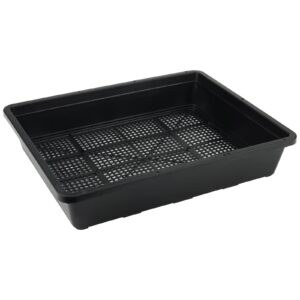 MAHIONG 14 Pack 15 x 12 Inch Seed Starter Trays, Plastic Garden Mesh Bottom Plant Germination Trays, Black Growing Tray for Seedling, Microgreen, Soil Blocks, Wheatgrass, Hydroponic and Fodder Systems