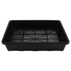 MAHIONG 14 Pack 15 x 12 Inch Seed Starter Trays, Plastic Garden Mesh Bottom Plant Germination Trays, Black Growing Tray for Seedling, Microgreen, Soil Blocks, Wheatgrass, Hydroponic and Fodder Systems