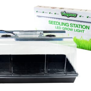 Viagrow Seedling Station Kit with LED Grow Light, Propagation Dome 4X Durable Propagation Tray