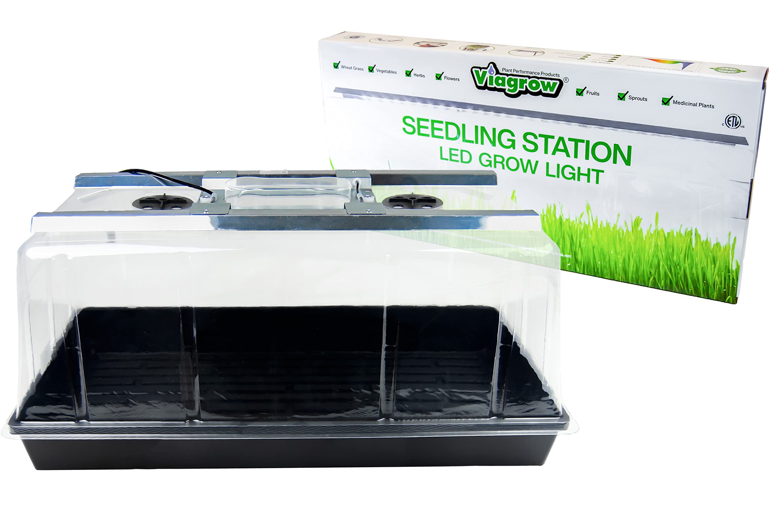 Viagrow Seedling Station Kit with LED Grow Light, Propagation Dome 4X Durable Propagation Tray