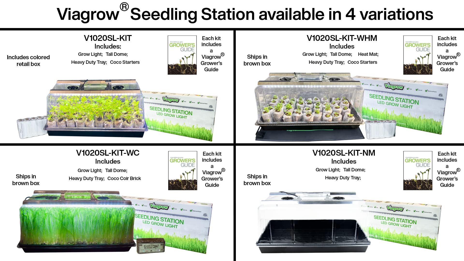 Viagrow Seedling Station Kit with LED Grow Light, Propagation Dome 4X Durable Propagation Tray