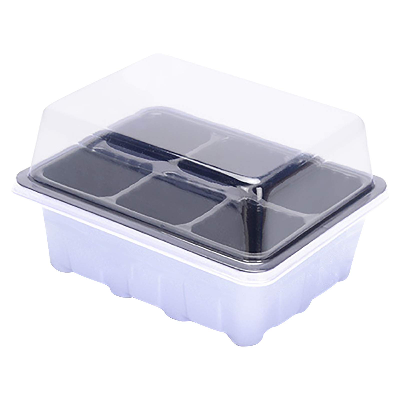 Lopunny 1/2/5 Packs Seed Starter Tray, 6/12 Cells Total Tray, Reusable Seed Starting Kit with Humidity Dome and Base Plant Starter Seed Propagation Set Mini Greenhouse Germination Kit