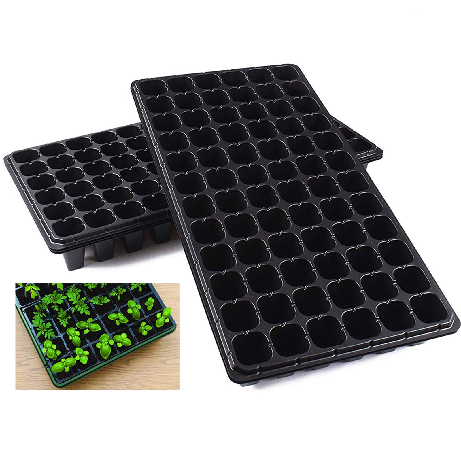 AIFUSI 10 Pack Seed Starter Kit, 72 Cell Seedling Trays Gardening Germination Plastic Tray Nursery Pots Mini Propagator Plant Grow Kit Plug Tray Starting Trays for Seedling Germination