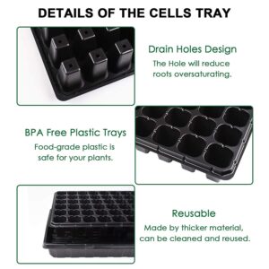 AIFUSI 10 Pack Seed Starter Kit, 72 Cell Seedling Trays Gardening Germination Plastic Tray Nursery Pots Mini Propagator Plant Grow Kit Plug Tray Starting Trays for Seedling Germination