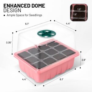 Trendily Inspired 10 Pack Seed Starter Kit with Humidity Dome, 120 Cell Germination Kit, Reusable Plant Sprouting Trays, 10 Colorful Growing Kits Greenhouse (5 Colors)