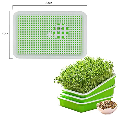 Seed Sprouter Trays 3 Packs , Microgreens Growing Trays Nursery Tray Bean Sprouts Sprouting Container Kit with Lid Wheatgrass Cat Grass Seedling Planting Storaging Trays for Garden Home Office