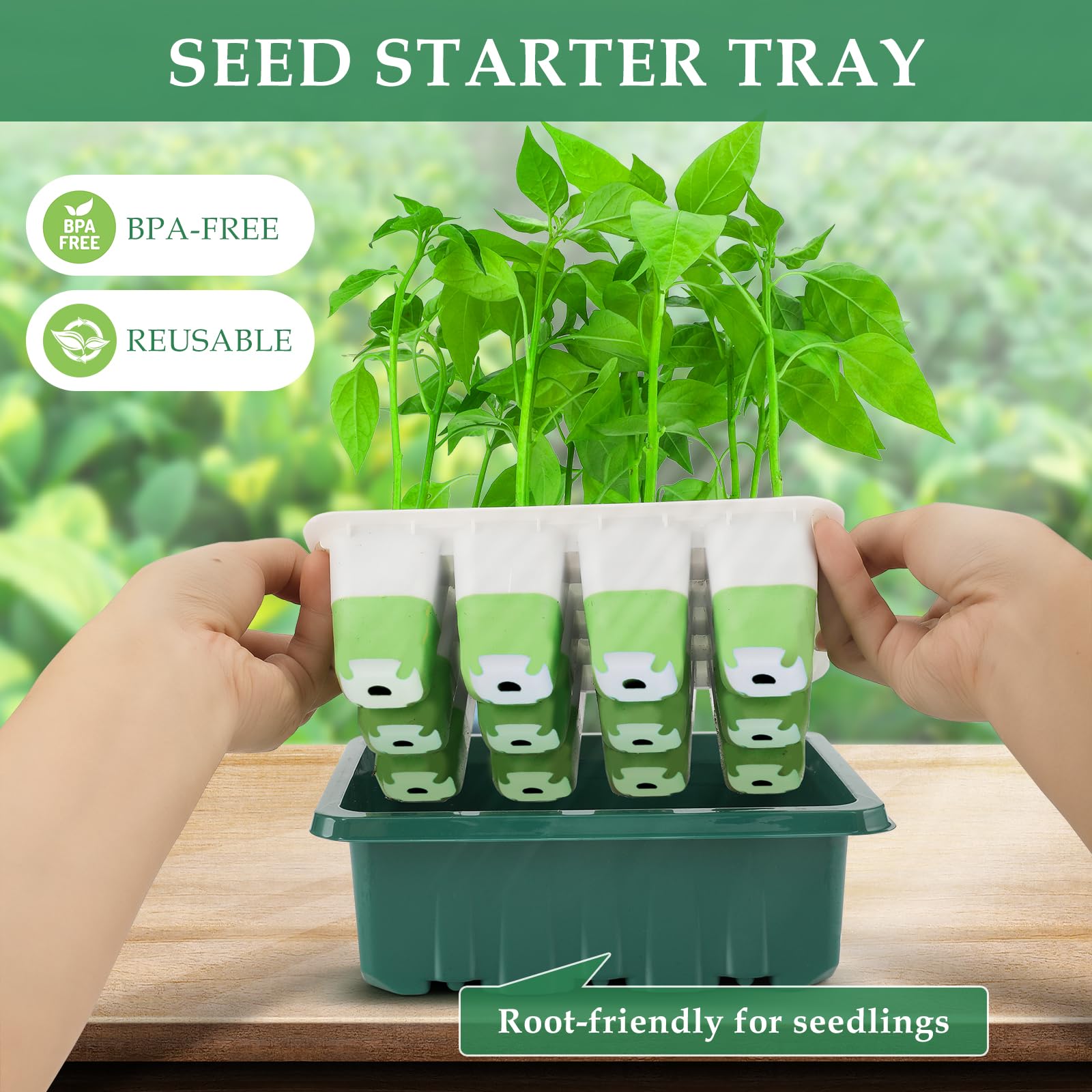 Seed Starter Tray, 72 Cells Indoor Seed Starter Kit, Flexible Silicone Designed Seedling Starter Trays, Germination Tray with Humidity Dome & Lids(4in Height), Reusable & Dishwasher Safe, BPA-Free