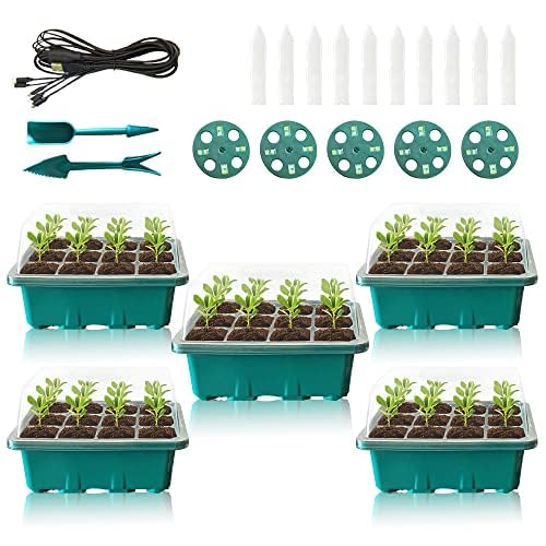 Generic Seed Starter Kit with Humidity Dome, 5 Packs, Plastic Tray, Indoor/Outdoor Usage