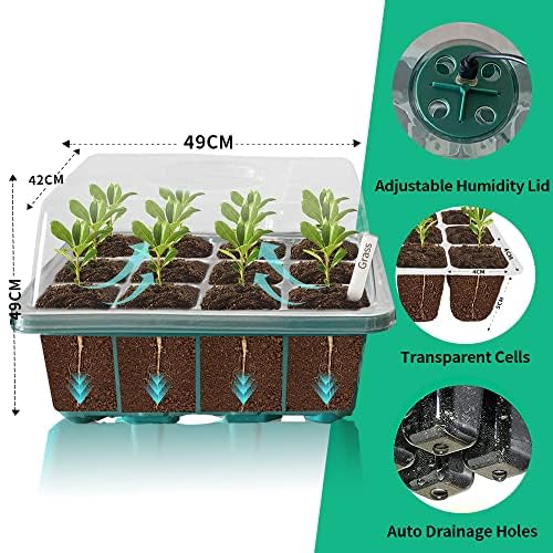 Generic Seed Starter Kit with Humidity Dome, 5 Packs, Plastic Tray, Indoor/Outdoor Usage