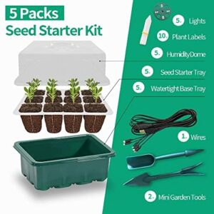 Generic Seed Starter Kit with Humidity Dome, 5 Packs, Plastic Tray, Indoor/Outdoor Usage