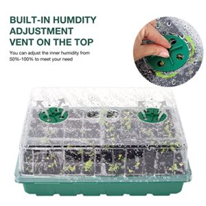 HOXHA 8 Pack Seed Starter Tray Kit, 384 Cell Indoor Seedling Starting Trays with Humidity Dome Base Mini Greenhouse Plant Germination Set for Seeds Growing, 8 Pack 48 Cell