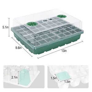 HOXHA 8 Pack Seed Starter Tray Kit, 384 Cell Indoor Seedling Starting Trays with Humidity Dome Base Mini Greenhouse Plant Germination Set for Seeds Growing, 8 Pack 48 Cell