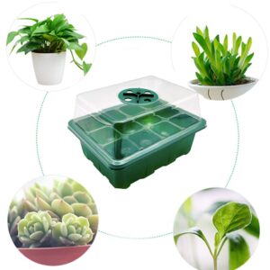 Springen 3 Packs Seed Starter Tray Seedling Starter Kits, Humidity Adjustable Plant Starter Kit with Dome and Base (12 Cells Per Tray, Green)