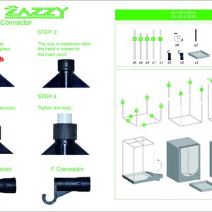 Zazzy Grow Tent, 24"x24"x36" Hydroponic Mylar Grow Tent Reflective Garden Growing Dark Room with Observation Window, Removable Floor Tray and Tool Bag for Indoor Plant Growing 2'x2'