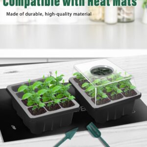 14 Packs Seed Starter Tray, 168 Cells Total Tray, Seed Starting Kit with Adjustable Humidity Dome and Base Plant Starter Kit Mini Greenhouse Germination Kit with 2 Garden Tools and 20 Plant Labels