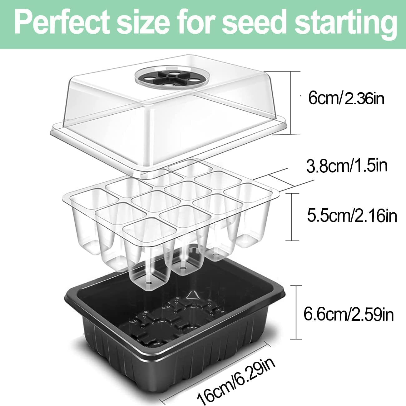 14 Packs Seed Starter Tray, 168 Cells Total Tray, Seed Starting Kit with Adjustable Humidity Dome and Base Plant Starter Kit Mini Greenhouse Germination Kit with 2 Garden Tools and 20 Plant Labels