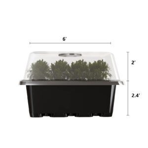 Miskokom 5 Pack Seed Starter Tray Grow Light,Seedling Kit with Dome Height Seedling Kits Trays, Greenhouse Germination for Seeds Growing Starting (12 Cells Per Tray,Black)