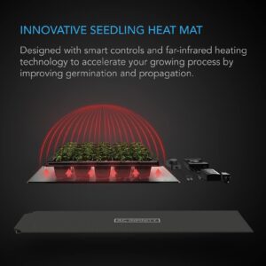 AC Infinity SUNCORE T1, Seedling Mat with Digital Thermostat and Heat Controller 3” x 20”, UL & MET-Certified Waterproof Heating Pad for Indoor Gardening, Hydroponics, Germination, Cloning