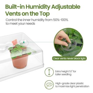 3-Set Strong Plant Growing Trays with Humidity Domes & Seed Starter Kit with Grow Light for Seed Growing Germinating, Starting, Cutting Clone & Plant Propagation Kit