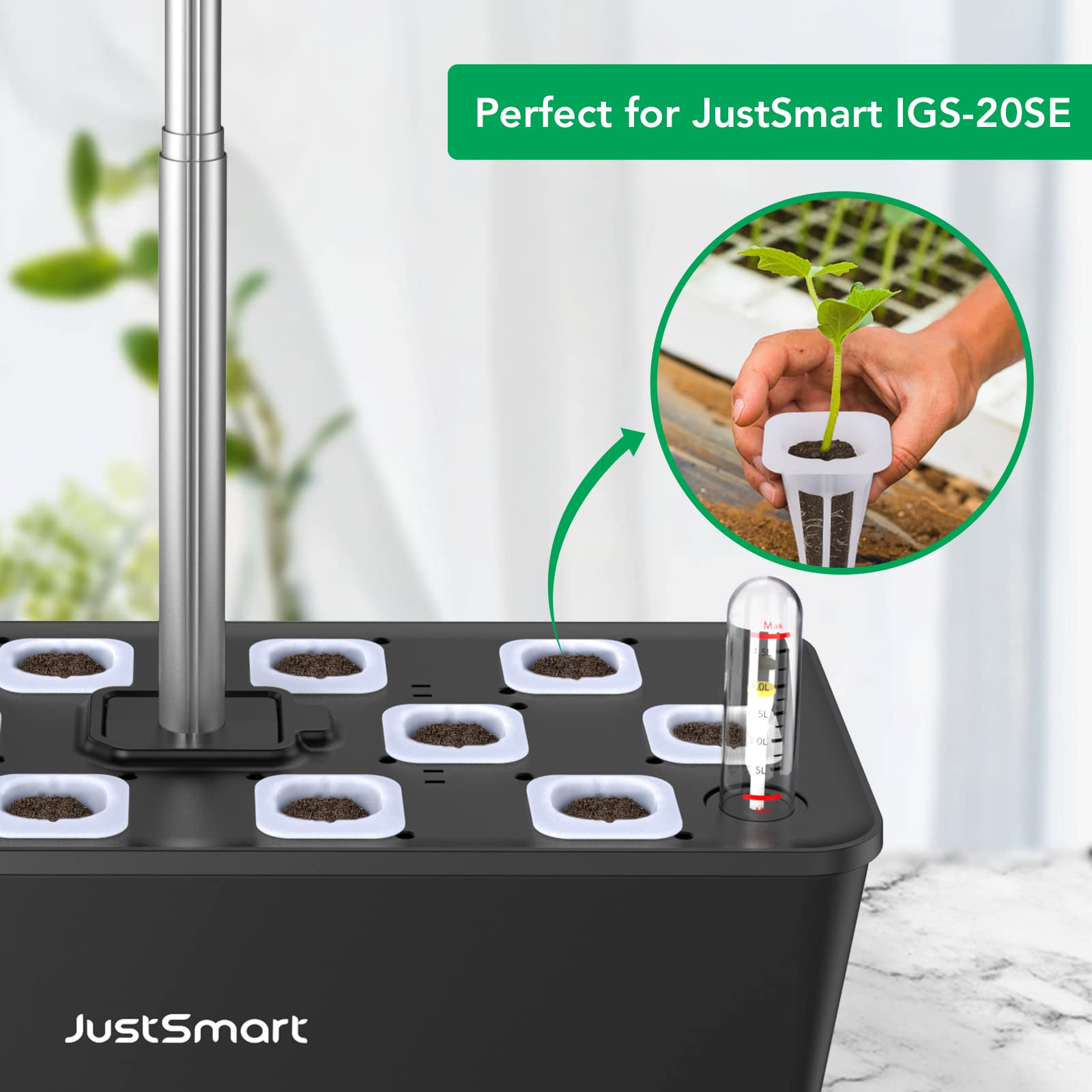 JustSmart Seed Pods Kit for IGS-20SE, Hydroponic Growing Kit, Grow Anything Kit with 12 pcs Grow Sponges, Grow Baskets, Grow Domes, and 1 Set of A&B Solid nutrients