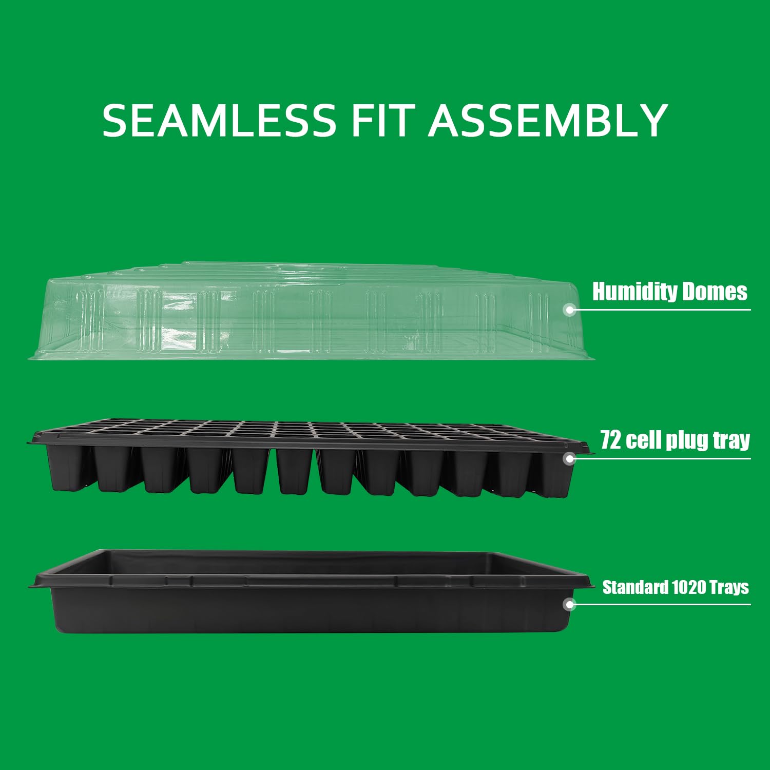 RooTrimmer Plant Growing Nursery, Standard 1020 Trays Plastic Sturdy Farmer Self Seedling Tray for Microgreens Indoor Nursery Pots Transplantation (5-Pack, 21.6"×11.2", 2.52" Deep, no Holes)