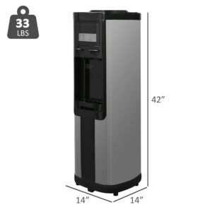 E-Macht Top Loading Water Cooler Dispenser for 3 & 5 Gallon Water Bottles, Hot & Cold Water, Child Safety Lock, Stainless Steel, ETL Approved, Black