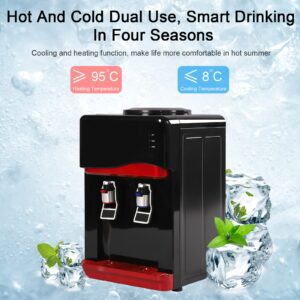 Top Loading Water Cooler Dispenser, Hot & Cold Water Cooler Dispenser for 3 to 5 Gallon, Countertop Water Cooler Dispenser with Child Safety Lock for Homes, Kitchens, Offices, Dorms, Black