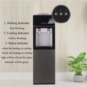 Water Cooler Dispenser 5 Gallon, Top-Loading Hot & Cold Water Cooler for 3 & 5 Gallon Bottles Water Dispenser with Storage Cabinet for Home Office School (Electronic Cooling)