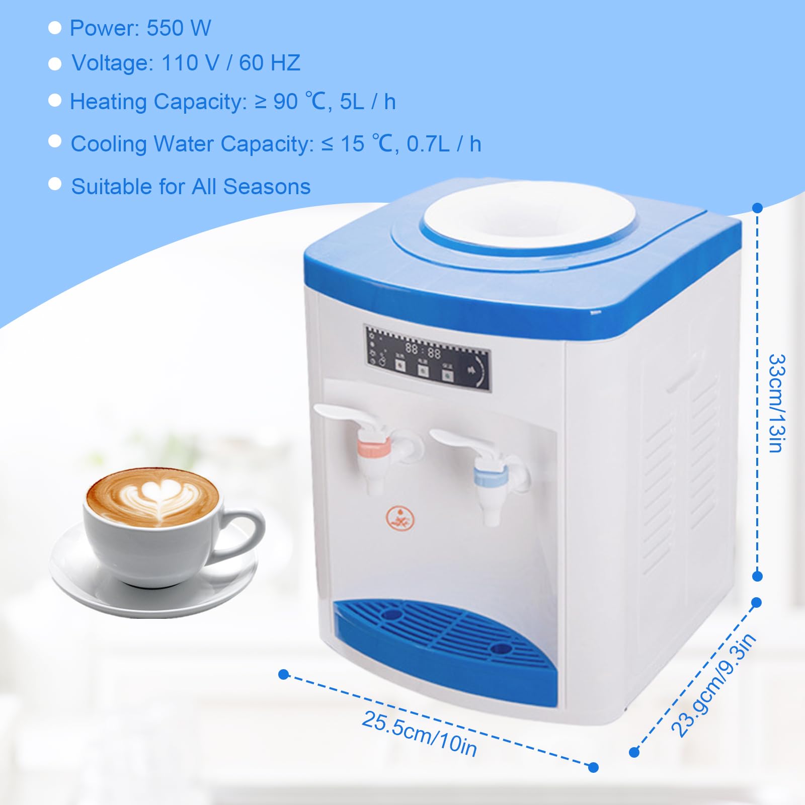 Water Cooler Dispenser-Top Loading Cooler Dispenser for 5 Gallon Bottle Desktop Electric Hot and Cold Dispenser, 3 Temperature Settings Boiling Water, Normal Ice Water Home Kitchen Offices Dorm