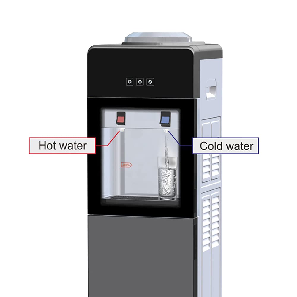 Top Loading Water Cooler Water Dispenser - Stainless Steel Hot & Cold Water Cooler Dispenser, Compressor Cooling, 3 & 5 Gallon Water Dispenser for Home Office School Kitchen, Gray