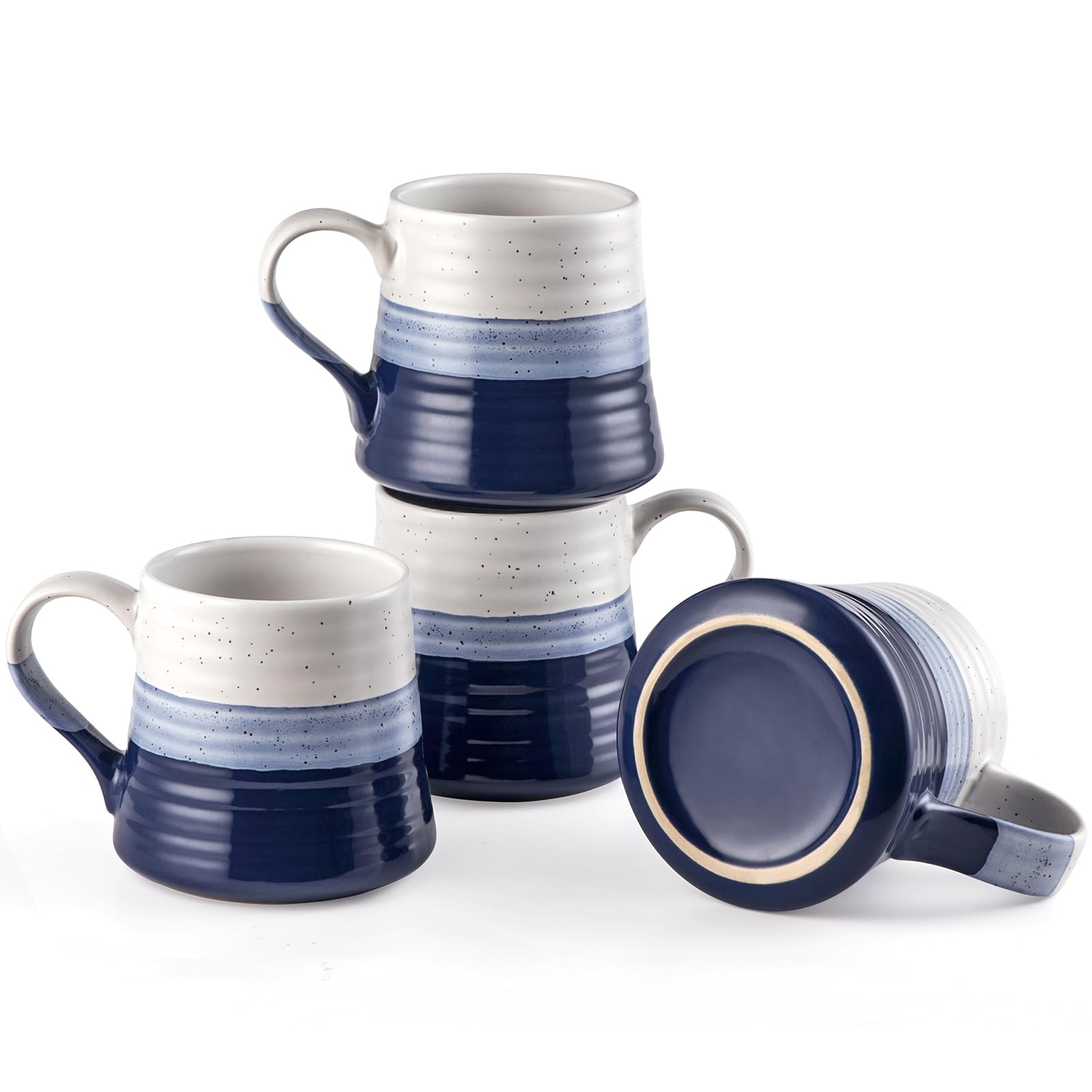 Coffee Cups Large Coffee Mug - 16 oz Ceramic Mugs Set of 4 Blue Stoneware Mugs for Office Home Café, Christmas Wedding Housewarming Gifts, Dishwasher & Microwave Safe