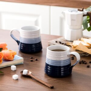 Coffee Cups Large Coffee Mug - 16 oz Ceramic Mugs Set of 4 Blue Stoneware Mugs for Office Home Café, Christmas Wedding Housewarming Gifts, Dishwasher & Microwave Safe