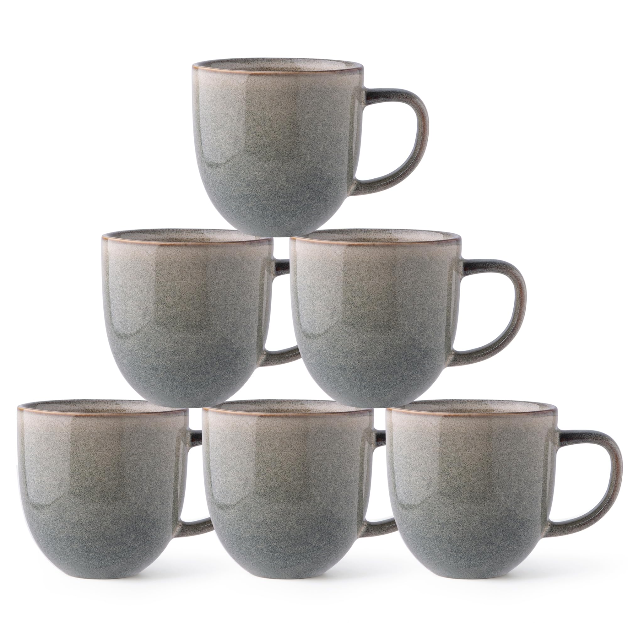 AmorArc 12oz Coffee Mugs, Ceramic Coffee Mugs set of 6 for Man, Woman, Dad, Mom, Modern Coffee Mugs with handle for Latte/Cappuccino/Milk/Cocoa. Dishwasher&Microwave Safe, Reactive Glaze