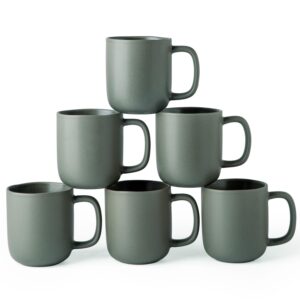 AmorArc 14oz Coffee Mugs Set of 6, Ceramic Coffee Mugs with Large Handle & Wavy Rim for Latte/Hot Cocoa/Tea, Stylish Coffee Mugs for Men Women. Oven,Dishwasher&Microwave Safe, Reactive Glaze