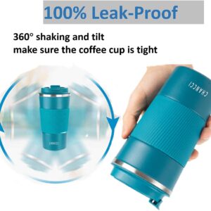 Travel Coffee Mug Spill Proof Leakproof 16 oz Insulated Coffee Mug with Screw Lid, Stainless Steel Vacuum Tumbler Reusable Thermal Coffee Cup to go for Hot and Cold Drinks -510ml,Blue