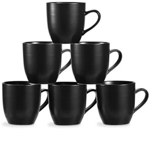 onemore coffee mugs set of 6, 16 oz ceramic mug with handle for tea cocoa milk juice latte cappuccino, large coffee cups for men women home or office use dishwasher & microwave safe, black